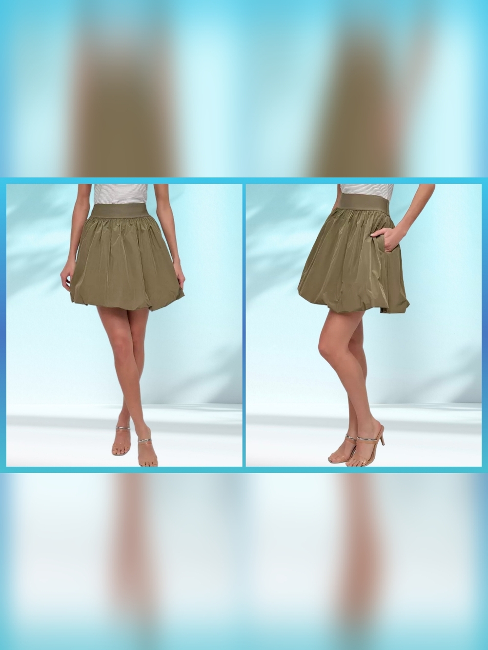 DKNY Girlhood Olive Green Mini Bubble Skirt Womens Large